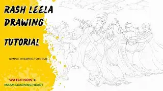 Rash purnima drawing easy || rash yatra special radha krishna drawing_maam learning heart