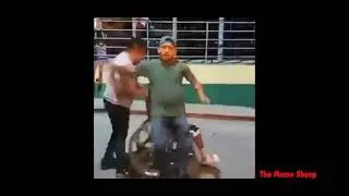 Man falling over wheelchair backwards