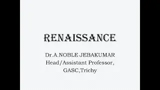 RENAISSANCE a short Introduction by DrAN Wits