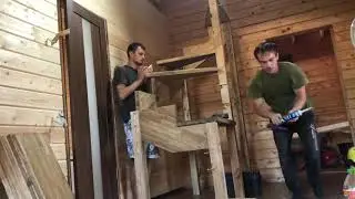 180 degree staircase with winder steps assembly