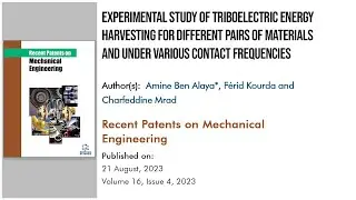 Triboelectric Energy Harvesting: Material Pairings & Contact Frequencies | Bentham Science