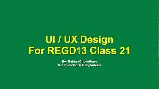 UI UX Design Welcome Sreen of App live class for REGD13 Class 21