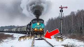 Wolves BLOCKED the train’s path, the train driver froze when he SAW what they were protecting!