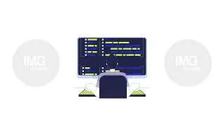 Programmer typing keyboard computer syntax codes 2D character animation