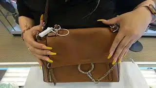 CHLOE FAYE DAY MIXED FLAP LEATHER MEDIUM SHOULDER BAG TAN-REVIEW |PRE-OWNED