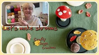 Crochet shrooms, a cute kitty and a mini finished wip