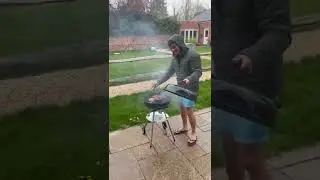 From Sunny to Snowing in UK featuring Barbecue 😂 #barbecue #sunny #snow