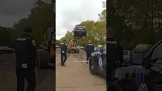 Car Thief Trapped in the Air by Forklift