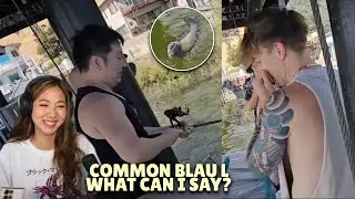 Tank Top Abe catches A Catfish and Classic Blau L