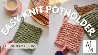 Easy Knit Potholder Step by Step Video Tutorial- The Candor Potholder Knitting Pattern