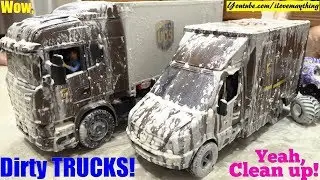 Dirty TOY CARS! Car Wash Playtime with the Kids. UPS Delivery Trucks. Family Toy Channel