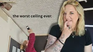 fixing the ugliest popcorn ceiling in the world