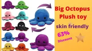 Webby Reversible Big Octopus Plush Stuffed Animal Toy Assorted - 1piece