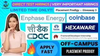 Direct Test | OFF Campus Drive | C-DAC, Tata, Hexaware | 2021, 2022, 2023, 2024 Batch | Jobs