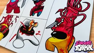 Dibujo Friday Night Funkin' VS Imposter but with Lyrics | Cartoon Cat: Freakpostor (Among Us)