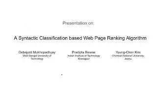 A Syntactic Classification based Web Page Ranking Algorithm | Literature study