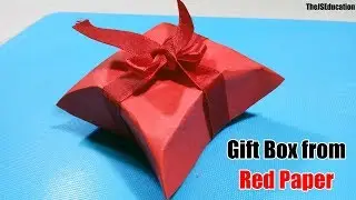 How to Make Gift Box from Red Paper at Home