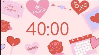 Valentines Pomodoro Technique 40 Minute Timer with 15 Minute Breaks | Study and Focus timer