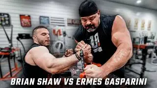 BRIAN SHAW ARM WRESTLES ERMES GASPARINI