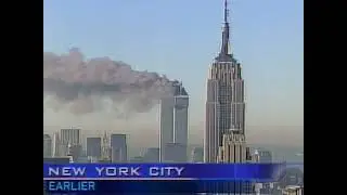 Second plane hits WTC, full length GM Bldg. camera