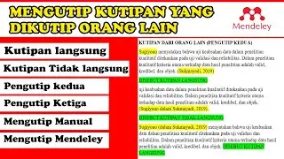 Cara Mengutip Kutipan Dari Orang Lain Dengan Mendeley Secara Langsung Dan Tidak Langsung