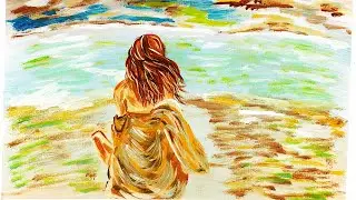 Как нарисовать девушку у моря по шагам. Мастер класс по правополушарному рисованию.