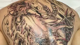 The dragon full back tattoo time lapse/thank you Jimmy from San Jose.