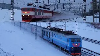 4 поезда Октябрьской - 4 разных электровоза | ЧС6-029, ЭП2К-224, ЧС6-022 и ЭП20-042