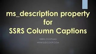 ms_description for SSRS Column Captions - Hands On Easy Demo!
