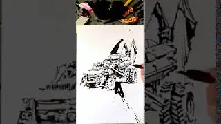 Ink cola pen Mad Max car drawing process.