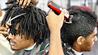 🤢 HE CUT HIS DREADS OFF AND 🤮 *BIG CHOP* HAIRCUT TUTORIAL: HIGH TAPER | CRISPY LINE UP!