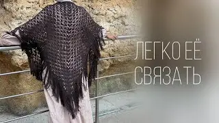 ШАЛЬ КРЮЧКОМ. Для начинающих. Со схемой в каждом ряду/How to crochet shawl