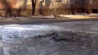 Последствия ночного обстрела Донецка 12.02.2015. Киевский район