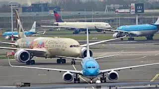 Huge traffic ! Amsterdam Schiphol Plane Spotting 🇳🇱 Rush hour - Close up Heavy landing /take off