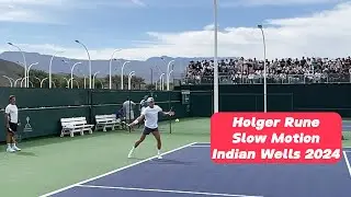 Holger Rune Slow Motion Practice - Court Level View - Indian Wells Tennis Open 2024