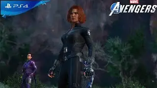 Marvel's Avengers PS4 - MCU The Avengers Black Widow Suit Combat Gameplay