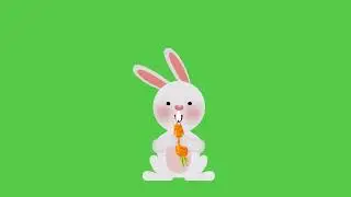 Rabbit eating carrot - Bunny Eating carrot - Greenscreen - FREE