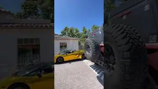 Gold Lamborghini versus Speed bump