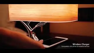 Masdio by Ampulla Bedside Lamp with Bluetooth Speaker and Wireless Charger, Table Lamp Desk Lamp