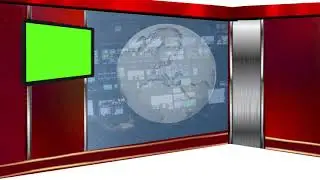 Virtual studio set with green screen LED. Solo anchor / presenter. Free use.