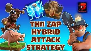 TH11 Zap Hybrid Attack Strategy | How to Use Queen Charge Miner and Hog with Lightning Spell at TH11