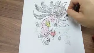 Share coloring picture of nine tailed fox