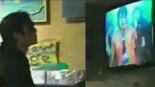 (RARE) Michael Jackson watching "Beat It" music video
