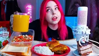 Ответы на вопросы/куриные бедрышки с рисом и салатом мукбанг/mukbang