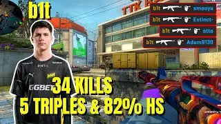 82% HS - B1t POV Overpass POV- 34 KILLS w/ m0NESY & cadiaN - 5 Triples - CSGO b1t POV!