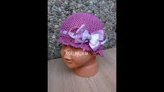Шапочка из хлопка крючком  МК