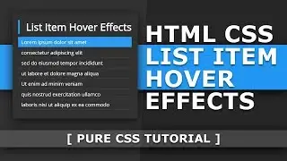 Html Css List Item Hover Effects - Cool Css Hover Effects - Pure CSS Tutorial for Beginners