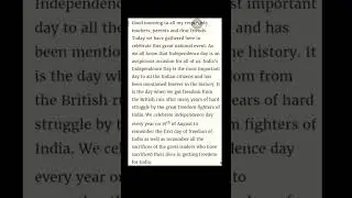 Indepence Day Speech 💬|15 August|#englishlanguage #shorts #english #15august #स्वतंत्रतादिवसपरभाषण