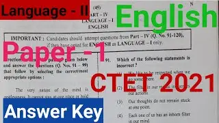 CTET paper 1 Language2nd English answer key/2nd Language English solve/CTET paper 1 language 1st key