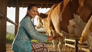 Woman milking a cow 